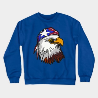 American Bald Eagle with USA Bandana Celebrating July 4 Independence Day Crewneck Sweatshirt